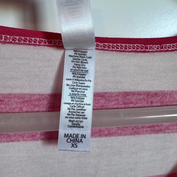 NWT LuLaRoe Lynnae Long Sleeve Pink & White Striped Top Women's Size XS Flawed - Picture 3 of 8